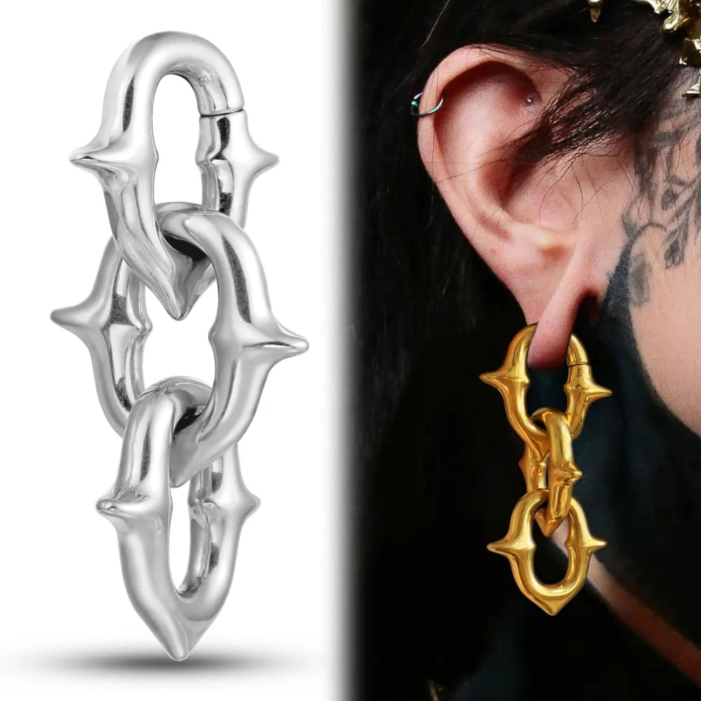 

Giga 1/2PCS 5mm 4G New Chain Ear Weights Hangers Plugs Expander Stainless Steel Piercing Earrings Women Man Fashion Jewelry Gift
