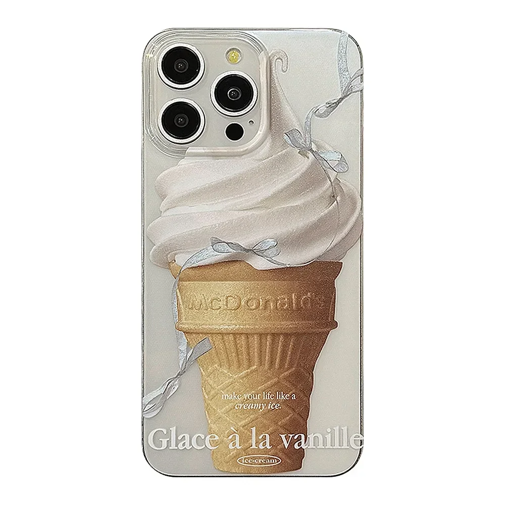 Custodia per telefono gelato alla vaniglia estiva in stile semplice per IPhone16 15 14 12 13 11 Pro ProMax Plus X XR Cover antiurto per telefono