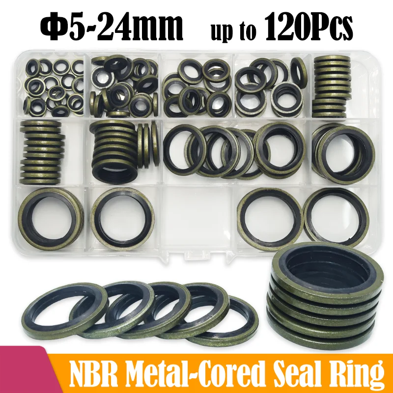 Rubber Oil Pip Bonded Washer Oil Resistant High Press Hydralic Metal Drain Plug Gasket Fit Oil Drain Screw Combined Sealing Ring