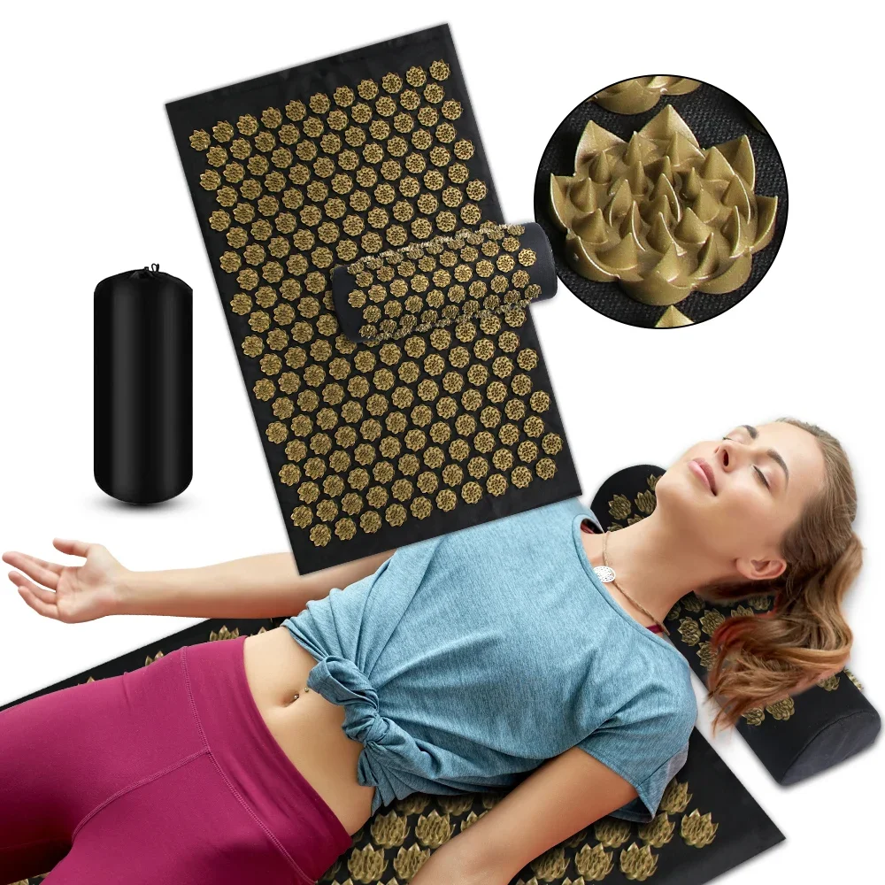 Eco Lotus Spike Mat Acupunctuur Massage Kussen Kuznetsov 'S Applicator Voor Nek Voet Rug Yoga Acupressuur Massage Mat