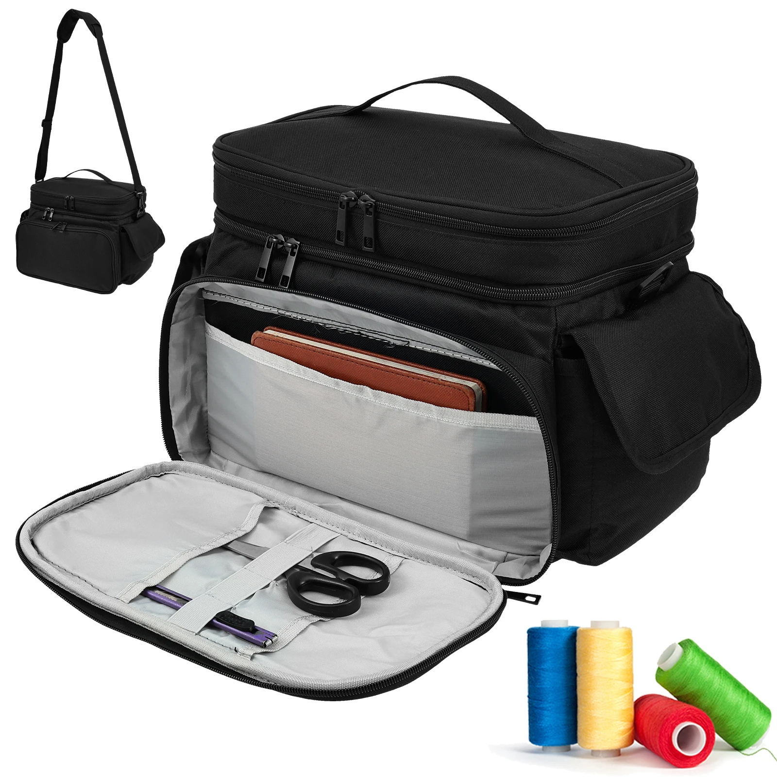 

Большая швейная сумка, шерстяная пряжа, сумка для хранения, шерстяной крючок для вязания крючком, спицы, швейная коробка, органайзер, аксессуары «сделай сам»