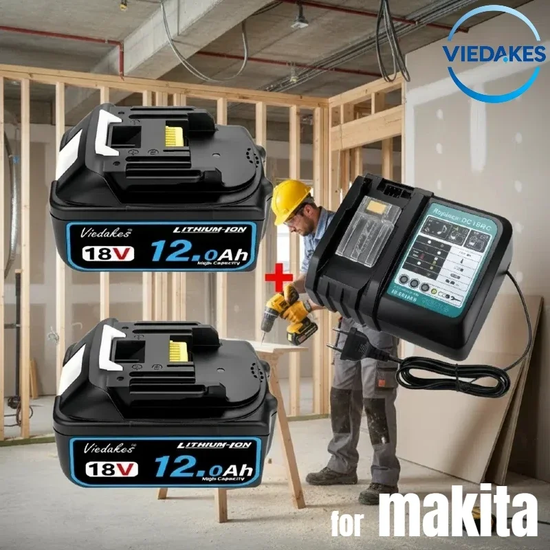 

original For Makita Battery 18V 12000mah Battery Compatible For Makita BL1830 BL1850 BL1840 BL1840B BL1850B With ﻿3A Charger⚡✅