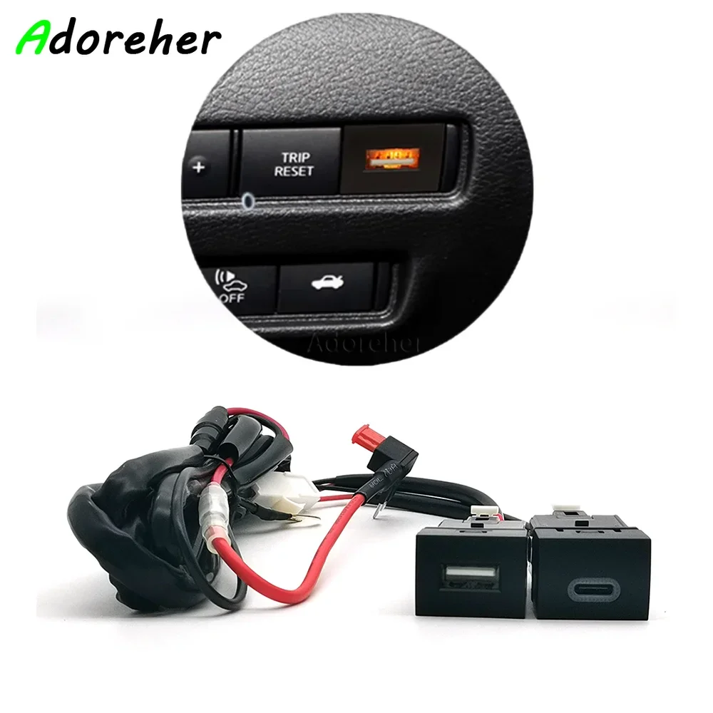 

Автомобильное зарядное устройство USB 12 В/24 В QC3.0 PD, разъем для быстрой зарядки, кабель, совместимый с Mitsubishi Outlander 2023, аксессуары