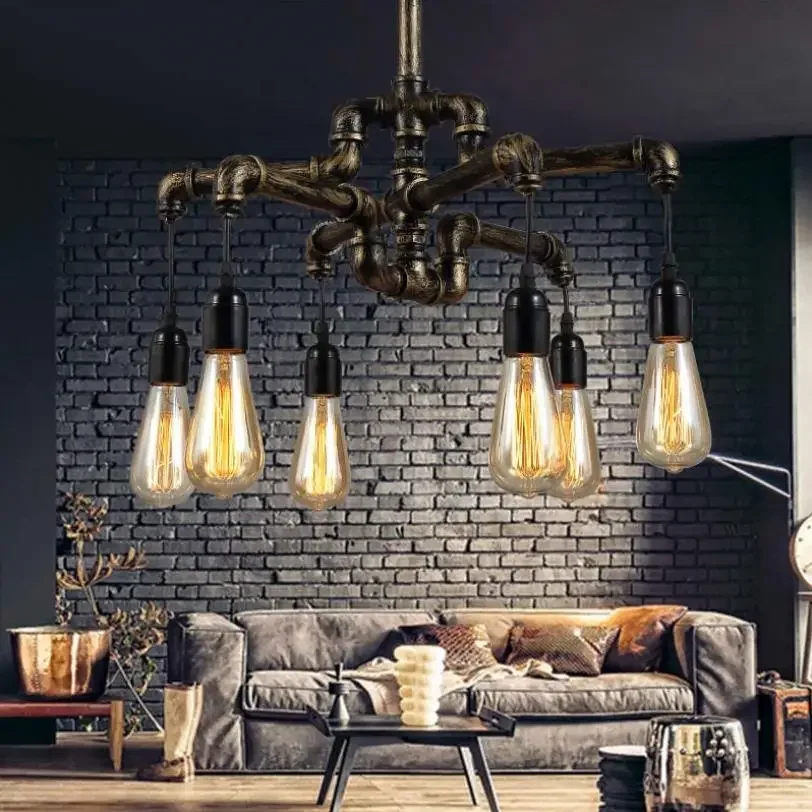 

Water Pipe Loft Style Lamp Edison Pendant Lights Fixtures Vintage Industrial Hanging Lamp For Dining Room Bar Bar lights