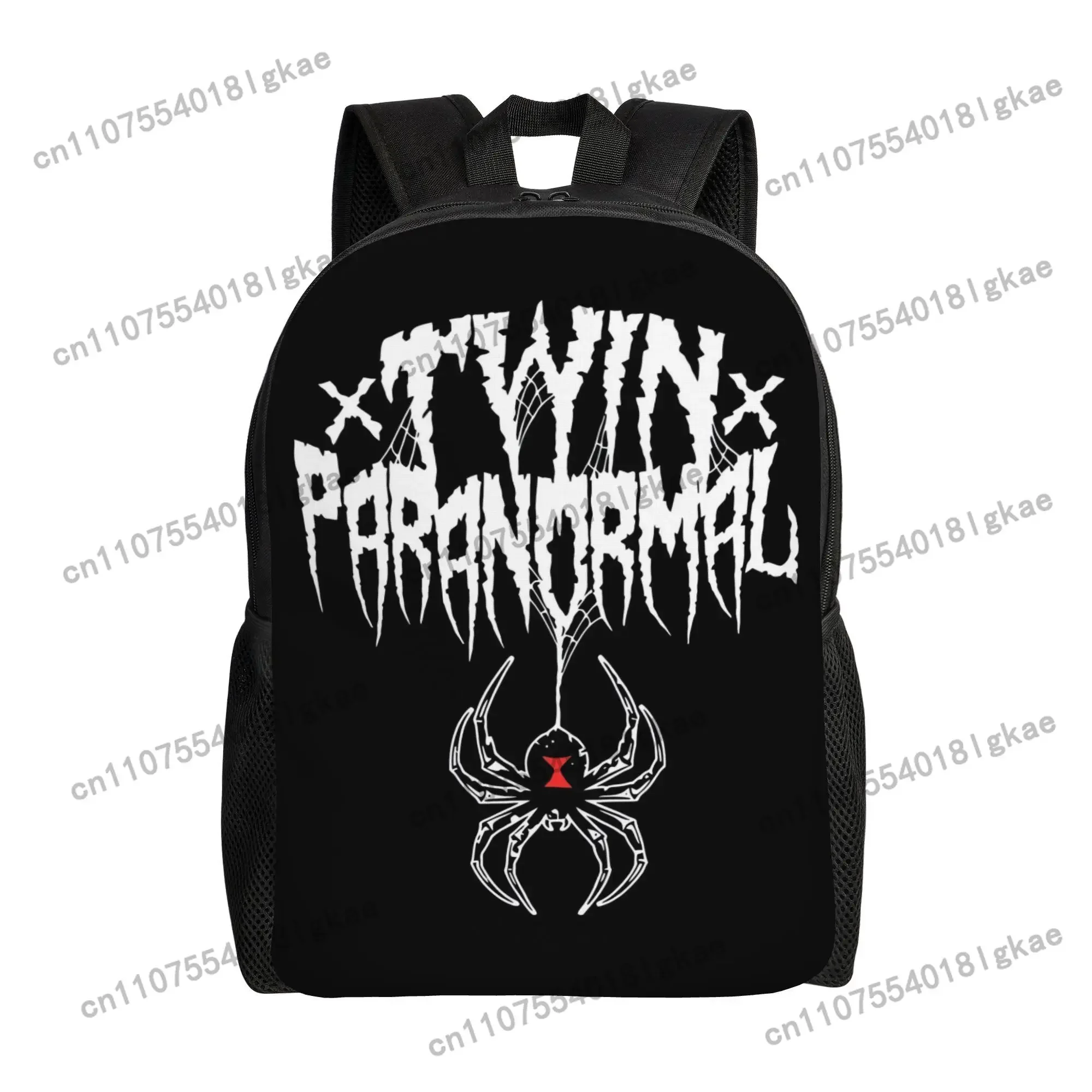 Men' Twin Paranormal Merch Tp Webbed Widow Backpack - Minimalist Single Compartment with Iconic Webbed Widow Design, Casual Dayp