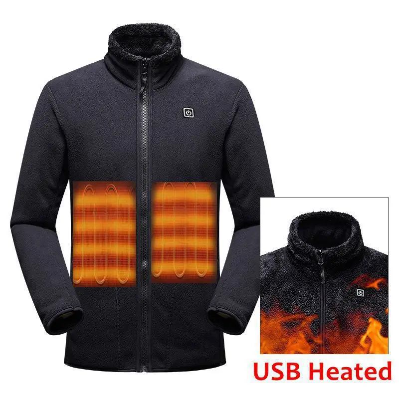 Men Heated Jacket Winter Autumn Jacket Thickened Coats Jackets Fleece Coats  Heating Cashmere Vest Fashion Slim Furry Coat