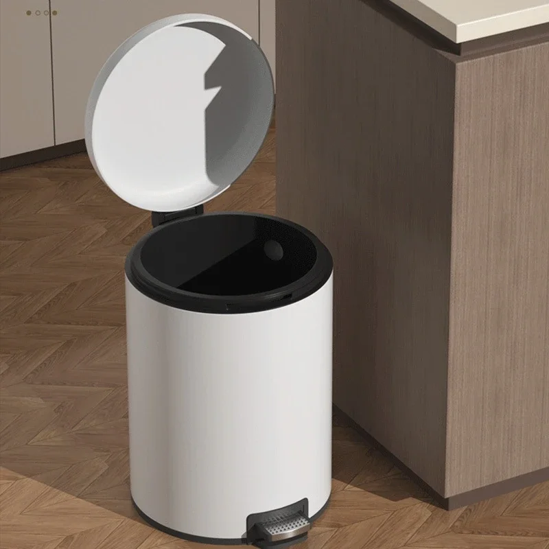 Stainless Steel Pedal Trash Can With Soft Close Lid Indoor Garbage Bin For Kitchen Bathroom Living Room Home Waste Storage Use