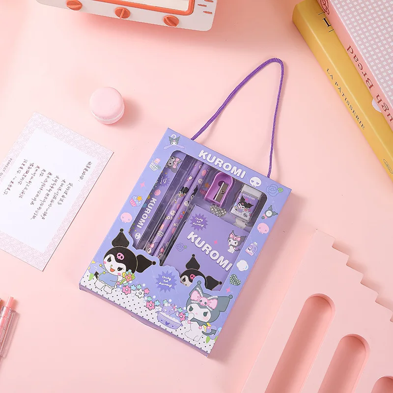 

6 шт. для Kuromi, набор канцелярских принадлежностей Cinnamoroll My Melody, карандаши, ластики, линейки, школьные принадлежности, канцелярские принадлежности для учебы, подарки