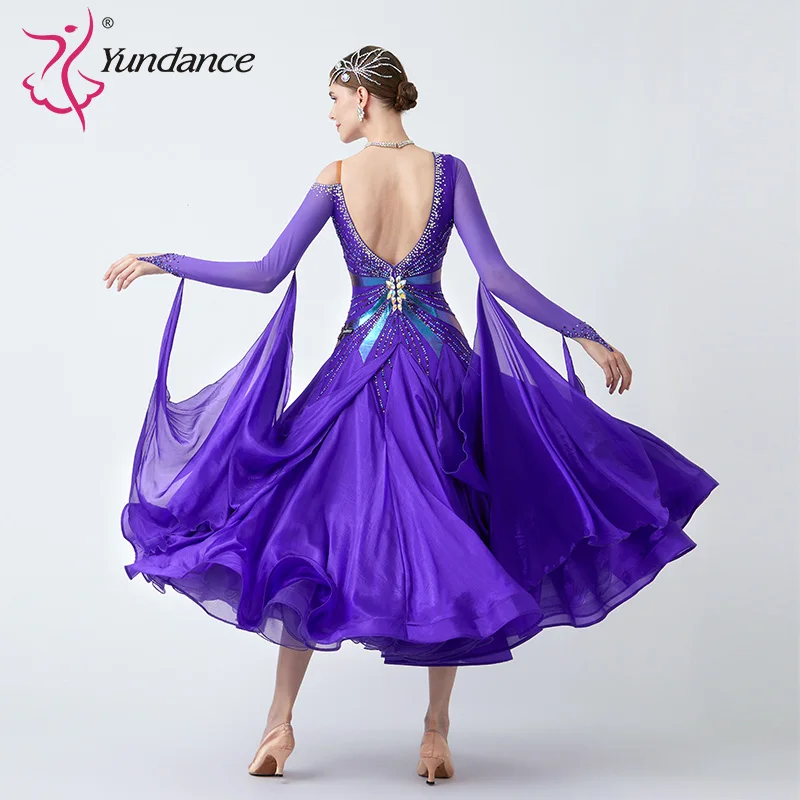 B-23063-vestido de baile moderno para mujer, traje con diamantes de imitación, colores variados, salón de baile, estándar nacional, Vals, competición, actuación, nuevo