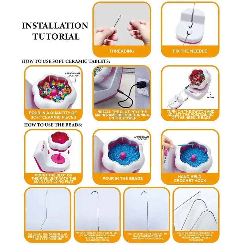 Electric Bead Spinner para Pulseira, Beads Maker, Threading Tool, Clay Beads, Colar Making