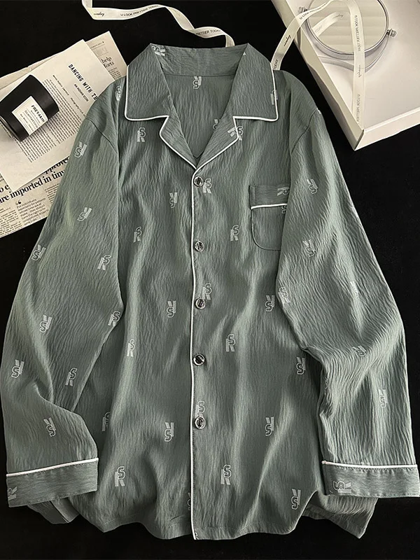 DAIMELU الأبجدية بسيطة منامة الرجال الربيع ملابس خاصة مجموعة الخريف طويلة الأكمام عارضة القطن الكورية الذكور فضفاض المتسكعون دعوى