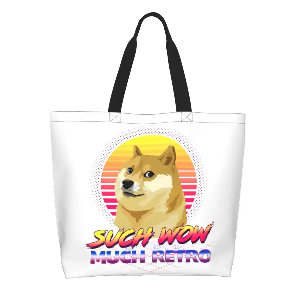 

Custom Such Wow Much Retro Cheems Doge Shopping Canvas Bag Women Durable Large Capacity Grocery Shiba Inu Tote Shopper Bags