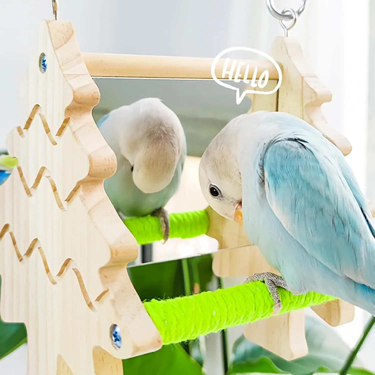 

Bird Mirror for Cage,Double-Sided Parakeet Mirror Perch Toys with Rope Perch, Bird Cage Accessories for Parrot Parakeet Cockatie