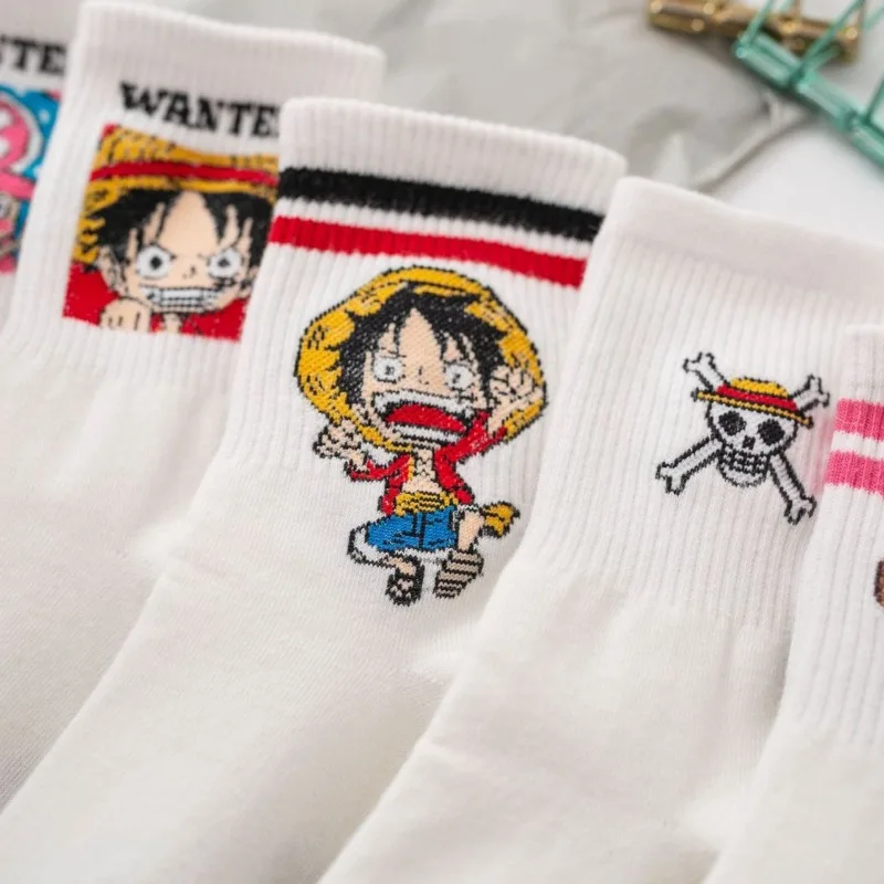 

ONE PIECE Medium Tube Women's Sock Cute Cartoon Peripheral Socks Fashion Sports Sock Couple Socks Daily Necessities