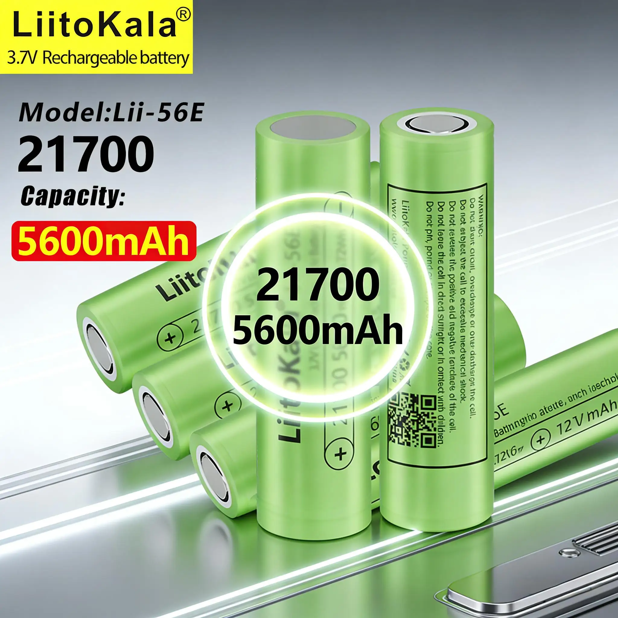 Liitokala 3,7V Lii-56E Lithium-Ionen-Akku/21700/Für Taschenlampen und Powerbanks/Werkzeugakkus, mit einer Kapazität von 5600mAh