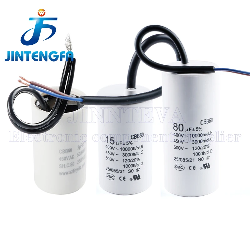 CBB60 450V AC Washing Machine Motor Starting Capacitor 4UF 6UF 8UF 10UF 12UF 16UF 20UF 25UF 30UF 40UF 45UF 50UF 60UF 70UF 80UF