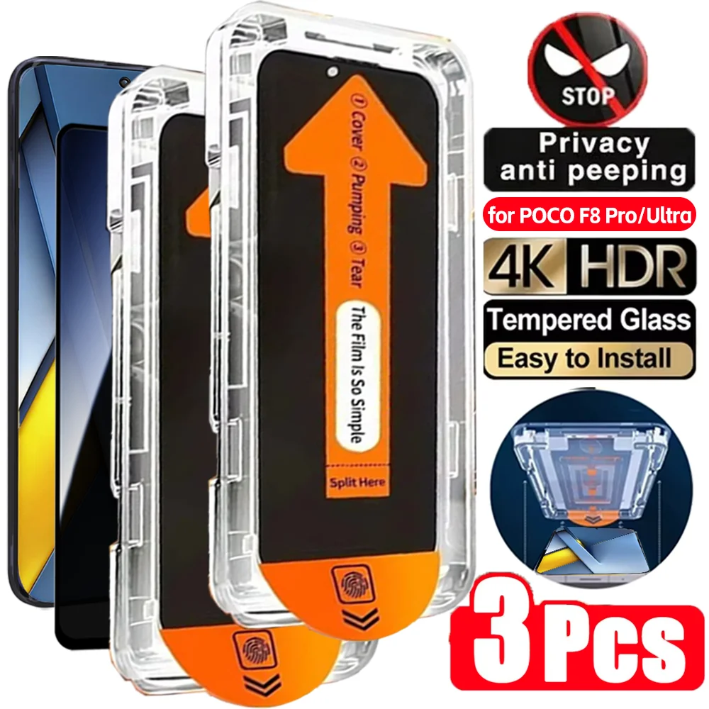 1–3 Set HD-Displayschutzfolie aus klarem gehärtetem Glas für Xiaomi POCO F8 Pro/F8 Ultra, einfach zu installieren, staubfreie Abdeckung