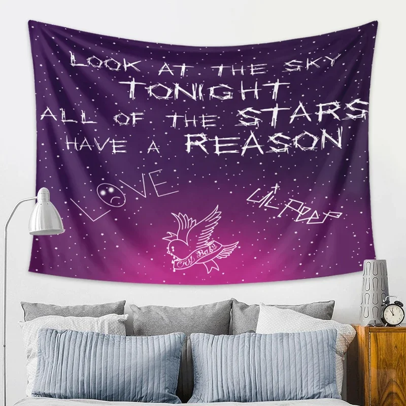 

1pc Black and white English letter tapestry, bedroom dormitory hip-hop fashion home decoration aesthetic tapestry 180X320CM