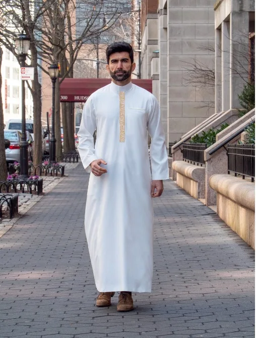 New Muslim Men Robe Abaya Ethnic Wind Sleeve Embroidery Festival Set Casual Men Abaya (S-2XL) Middle East Arab Clothing