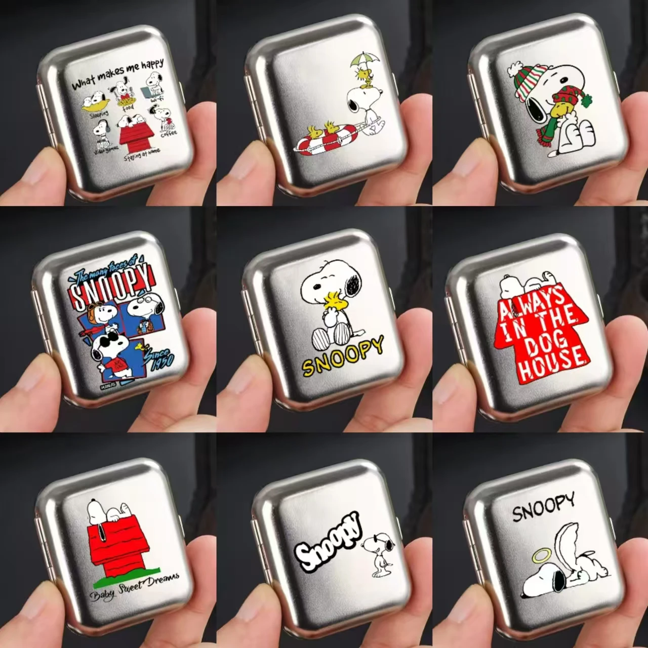 Fashion Snoopy New Pocket Mini Metal Ashtray Container Portable Outdoor Cigarette Ashtray Anime Cartoon Smoking Ash Tray Gifts