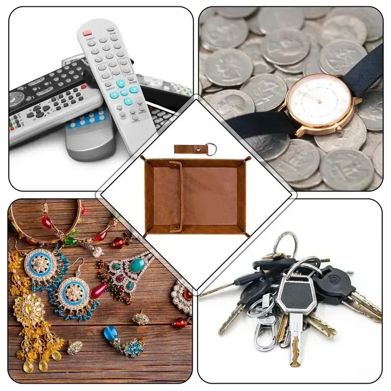 【الأكثر مبيعا】صينية جلدية للرجال من جلد البولي يوريثان منظم مكتب صينية صيد بجانب السرير منضدة صينية مكتب مع فواصل لـ #3