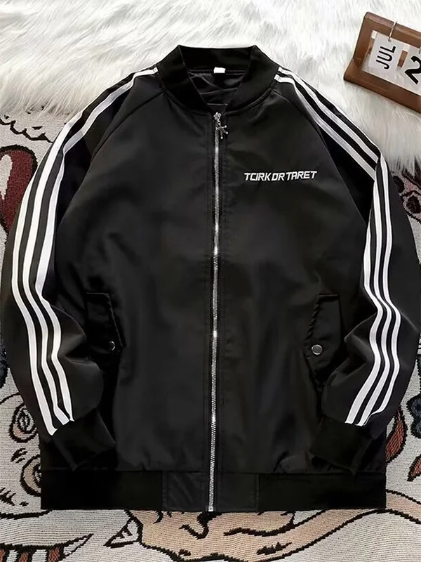 

Мужская бейсбольная куртка свободного кроя 300 Pou Tee в полоску, пилотская куртка в стиле хип-хоп для полных мужчин, весна-осень, американский стиль