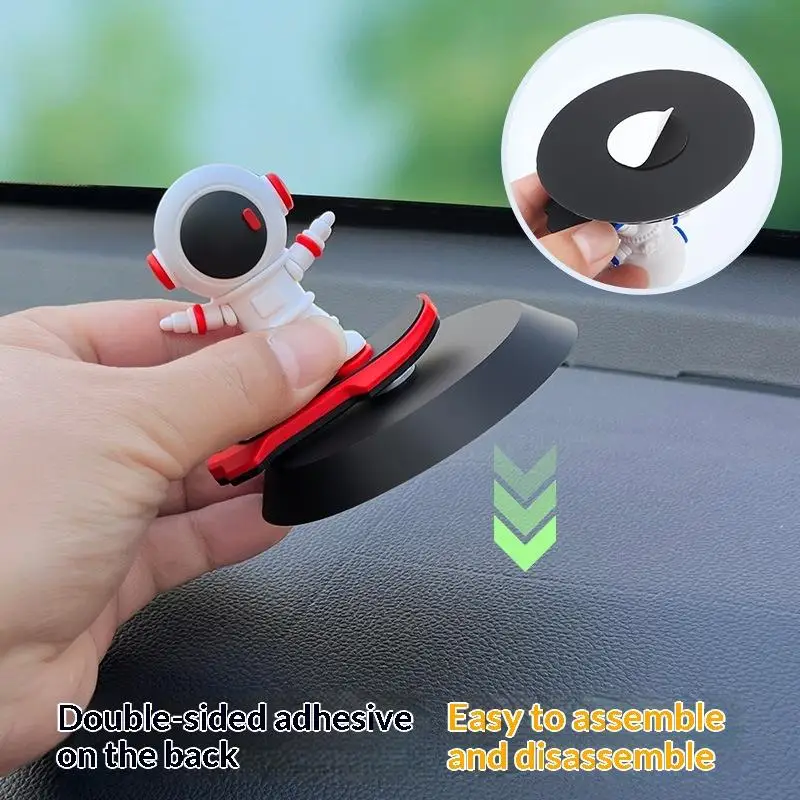 Creative Rotating Astronaut Skateboard Car Ornament Car Temporary Parking Number Auto Dashboard Plate Interior Accessories