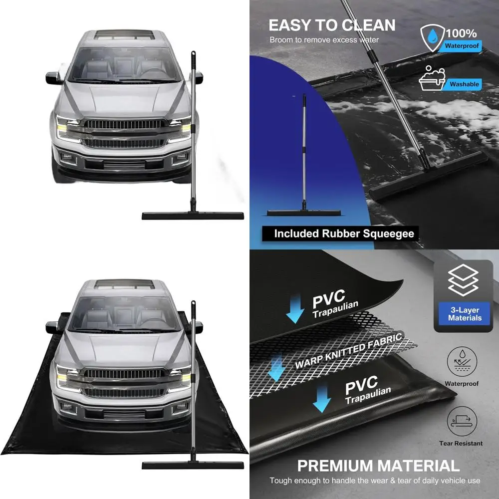 

Car Garage Floor Protection Mat with Squeegee, 7'9 x 18', Waterproof, Mud and Oil Resistant