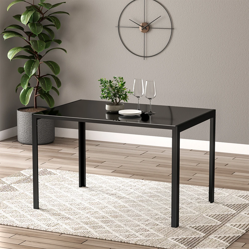 1.2M Black Glass Dining Table Coffee Tables Office Center Kitchen Furniture