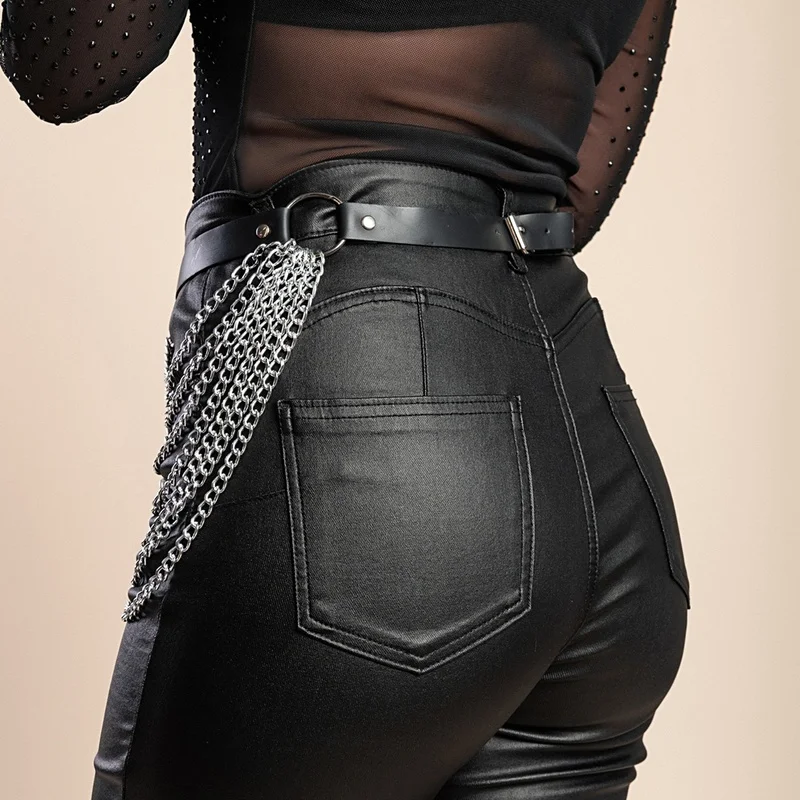 Women Fashion Belt Street Style for Women Cool Punk Rock Pu Leather Belt With Leg Jeans Decorative Belt Goth Clothing Accessorie