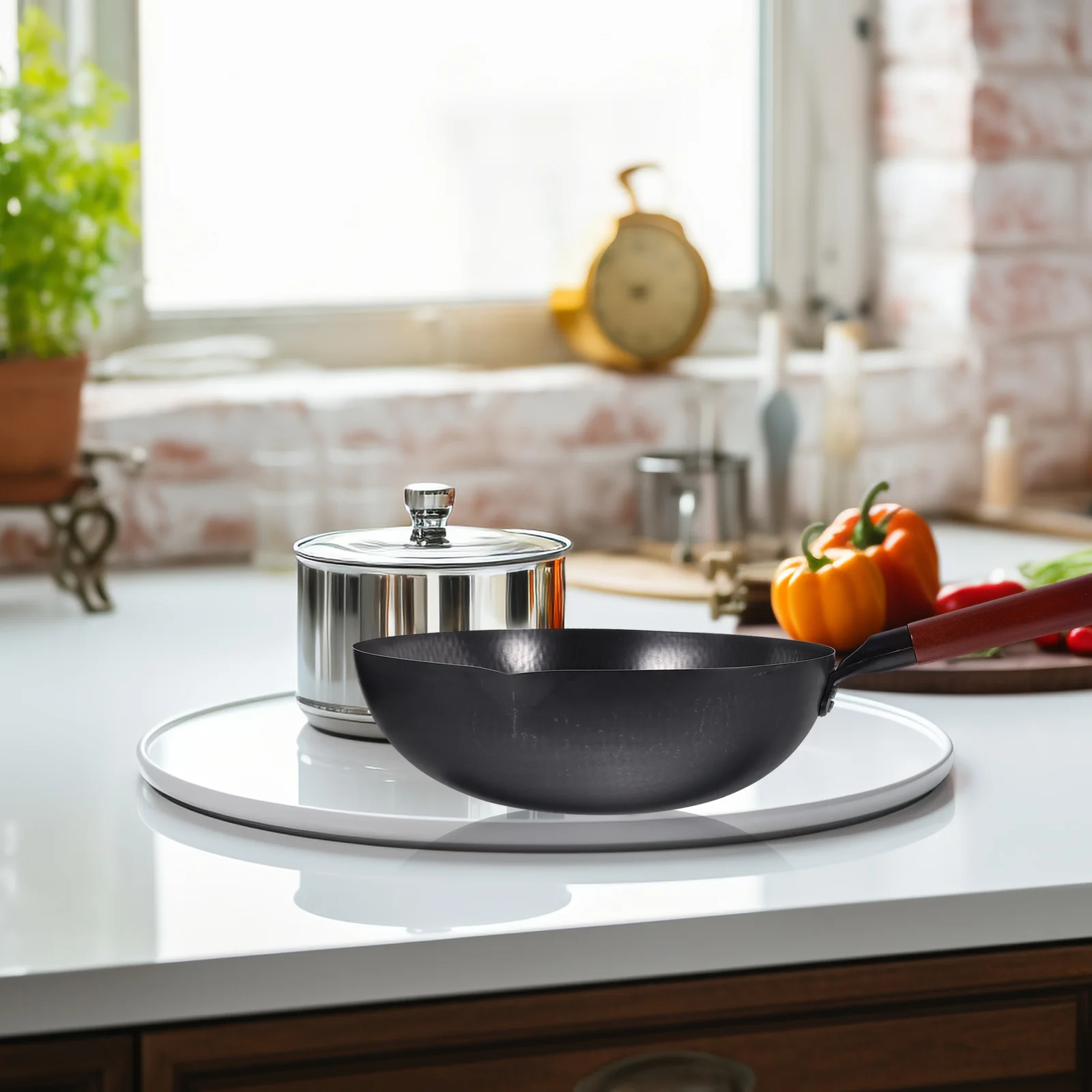 

Non-Stick Wok Thickened Carbon Steel Frying Pan For Stir Fry Steam Cook Chinese Cooking Wok Kitchen Supply Deep Frying Pan