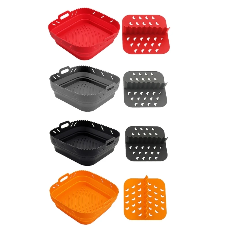 Air Fryers Liner Square Silicone Liner with Divider Square Silicone Air Fryers Basket Air Fryers Inserts Replacement 20CC