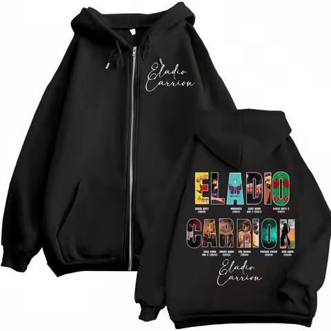 Singer Eladio Carrion Album Merch Zipper Hoodie Men's Women's Hip Hop Fashion Zip Up Sweatshirt Harajuku Y2k Oversized Pullovers