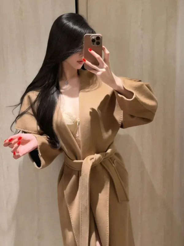 

Женское шерстяное пальто Ele Lady Sle с длинными лацканами, свободного кроя, в корейском стиле, ветровка, эксклюзивная онлайн-модель, модный тренд