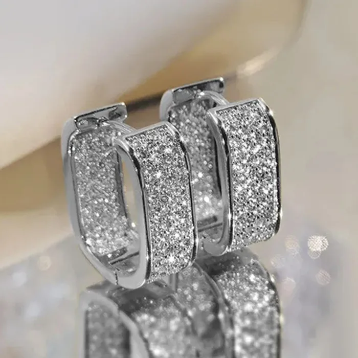 Exquisite Fashion Micro Paved Zircon U-shaped Hoop Earrings for Women Girls Wedding Valentine\'s Day Gift Jewelry Pendiente Mujer