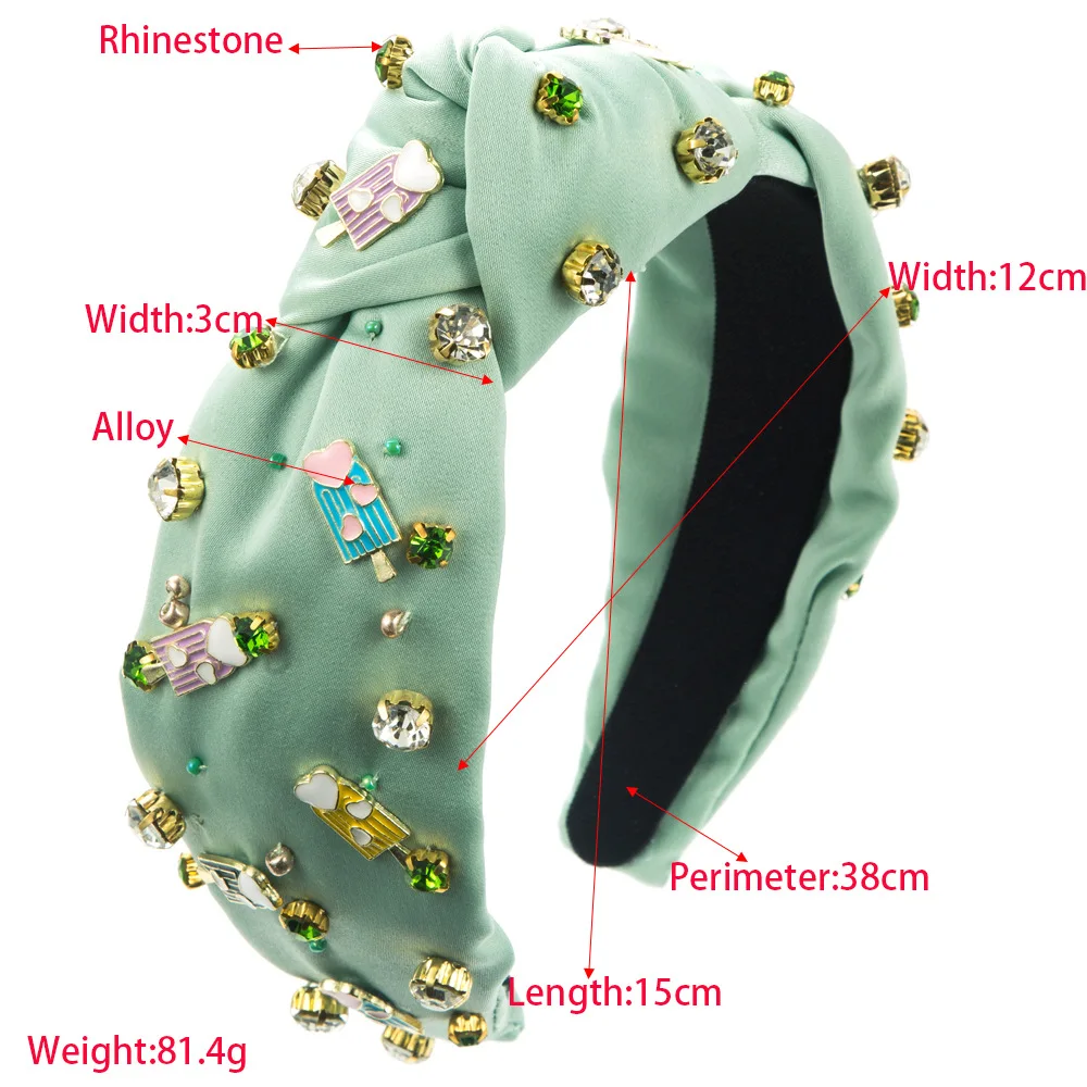 Spring Fashion New Baroque Hand-Stitched Gem Pearl Headband Ice Cream Cute Hair Accessories