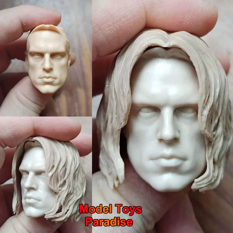 Unpainted White Model Head 1/6 Men Winter Soldier Anti Hero Bucky Head Sculpt Fit 12inch Action Figure Body