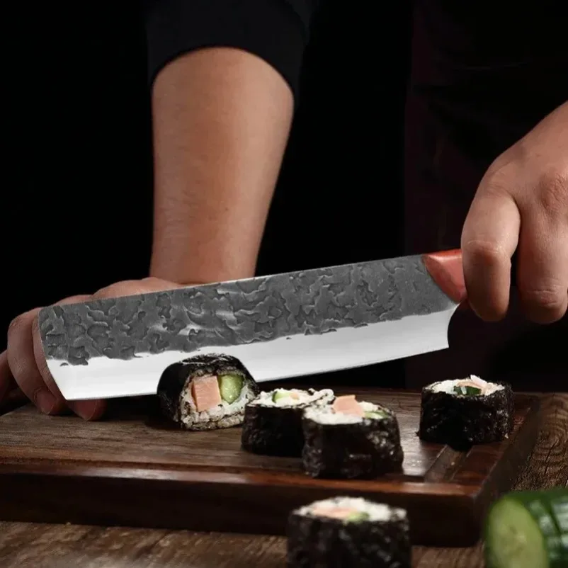 Meat Cleaver Knife Handmade Forged Chef Knife Wood Handle Meat Fruit Vegetables Fish Slicing Cooking Knife Kitchen Butcher Knife