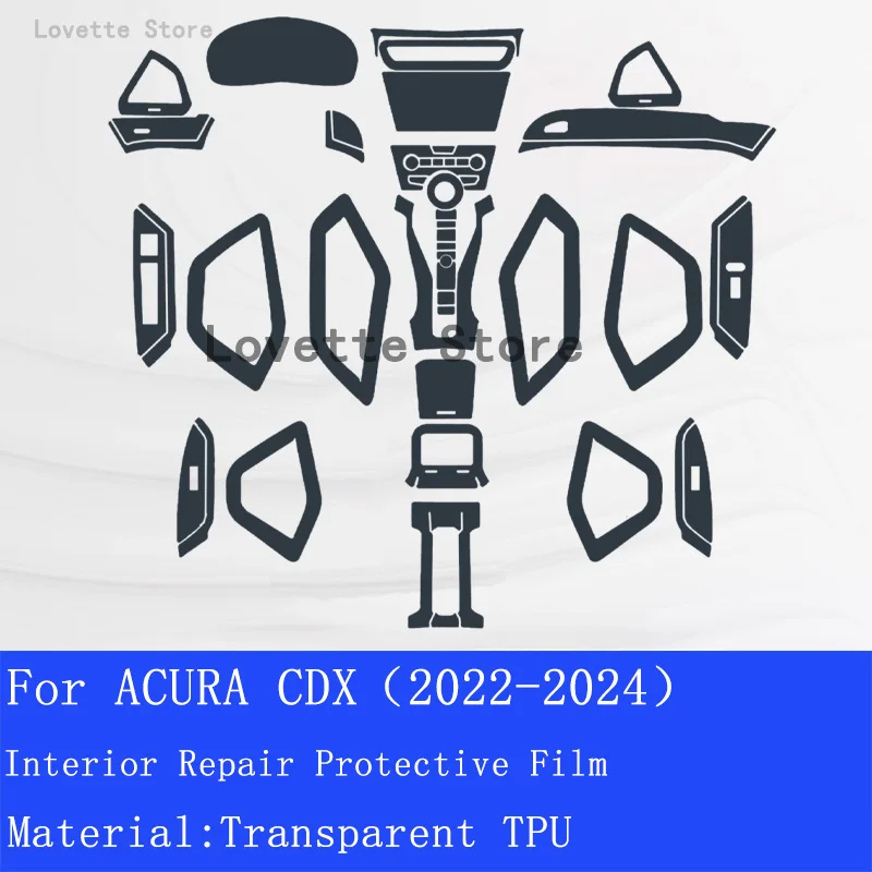 For ACURA CDX 2022-2024 Car Interior Center Console Transparent TPU Protective  Anti-scratch Repair Film  Refit