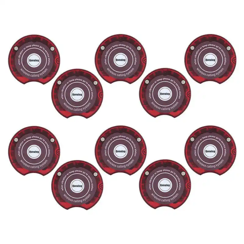 10pcs Pager Receivers Rechargeable Restaurant Calling System Receiver for SU-668 Wireless Pager System Red