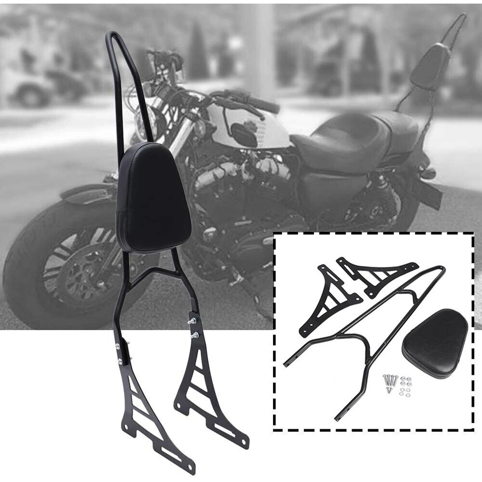 

Rear Passenger Sissy Bar Backrest with Pad Kit For Harley Sportster XL 883 1200