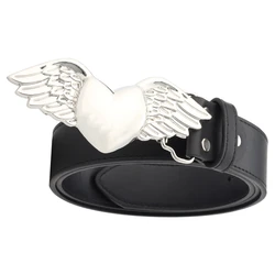 Silver Angel Wings Heart Shaped Fashion Women Belt Big Brand Lady Jeans Waistband Girl Gift