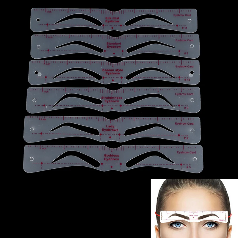 12 Styles 100% Brand new and high quality Makeup Tools Thrush Card Grooming Eyebrow Shaper Kit Eyebrow Stencil