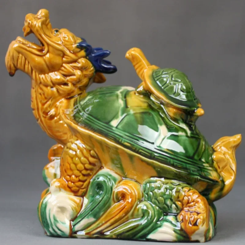 Exquisite ceramic dragon turtle statue ornament auspicious beast home living room desktop decoration handicraft creative gift