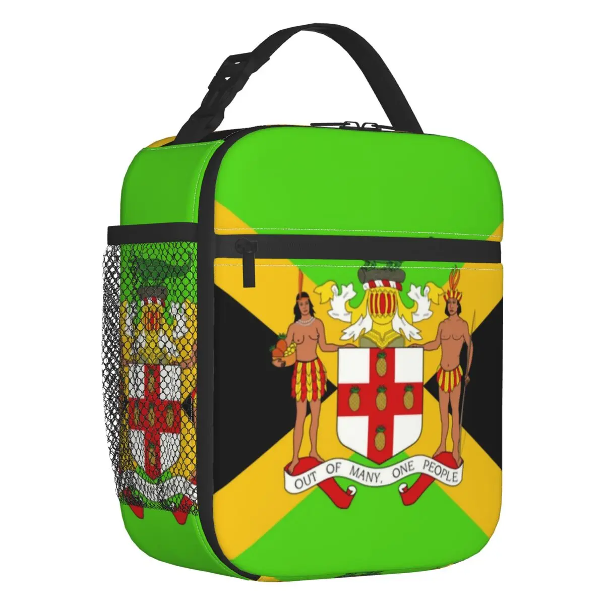 

Jamaican Coat Of Arms Flag Insulated Lunch Bag for Women Resuable Jamaica Proud Cooler Thermal Bento Box Beach Camping Travel