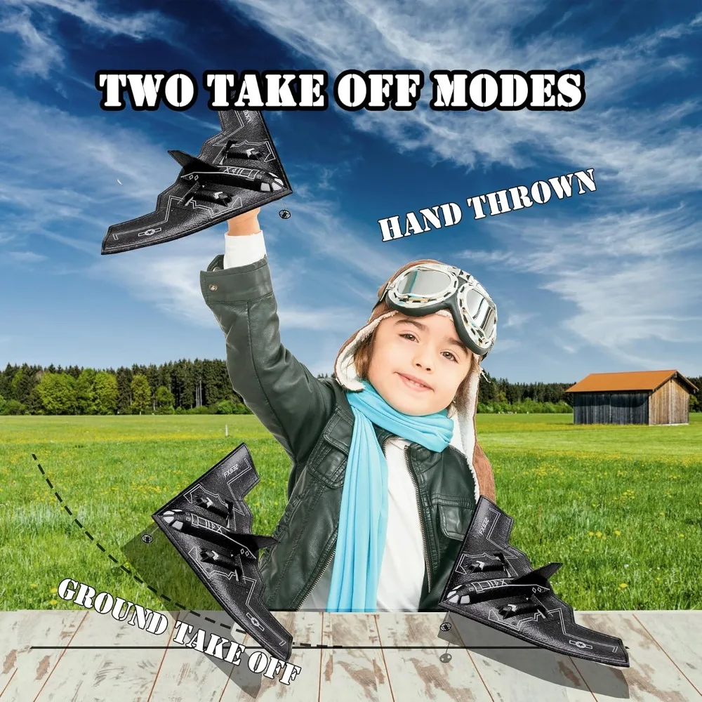 Juguete de avión de espuma con espíritu 2CH RC B-2 para principiantes para niños - Negro