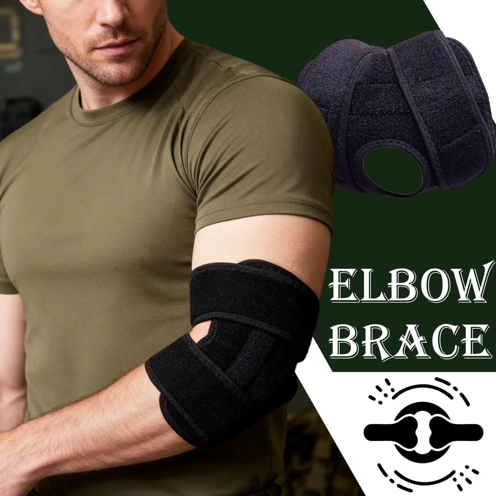 

Tactical Spring Elbow Pads Adjustable Sports Protection Breathable Compression Support for Elbow Joint for Various Activities