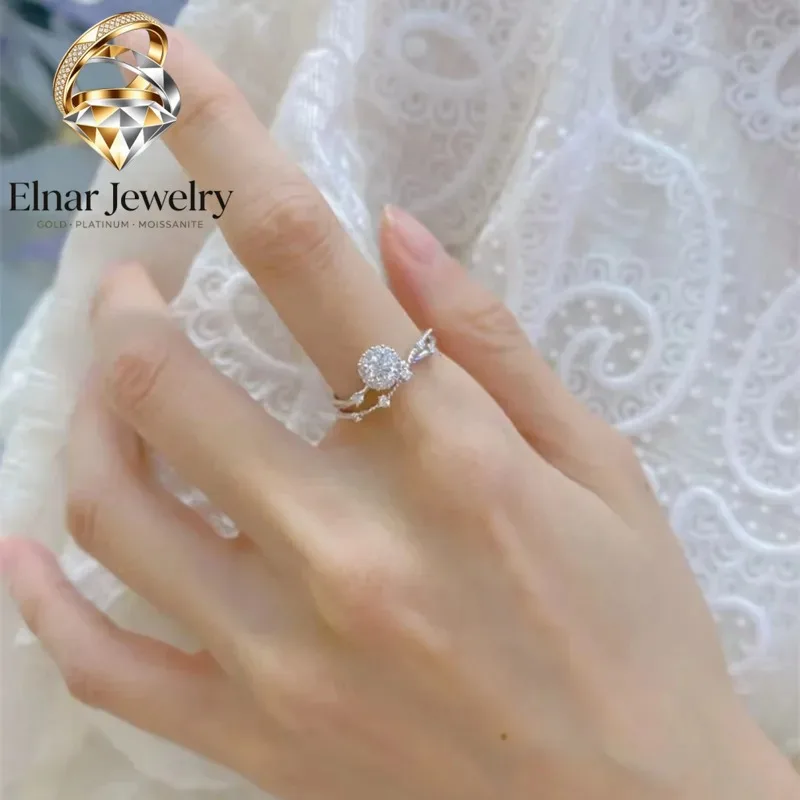 Elnar Jewelry 1Ct Moissanite PT950 Platinum Ring