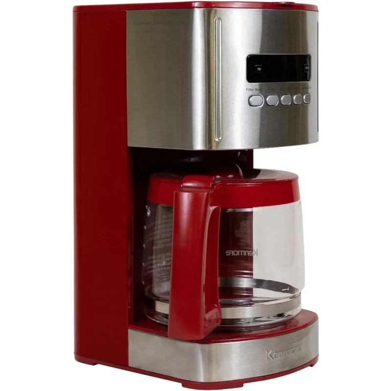 12 Cup Programmable Coffee Maker in Red,Water Filter, Aroma Control