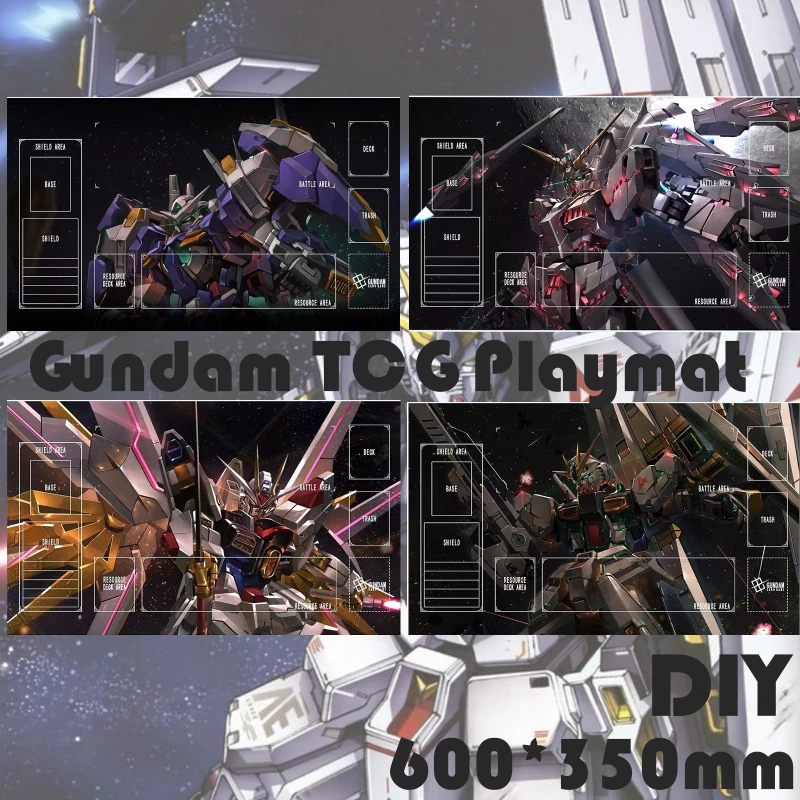 

DIY 600x350mm Gundam Witch From Mercury Card Game Mat Single Player Anime Desk Pad Waterproof Thicken Kid Toy Gift for Children